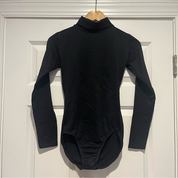 We Love Colors mockneck black leotard - Picture 2 of 3